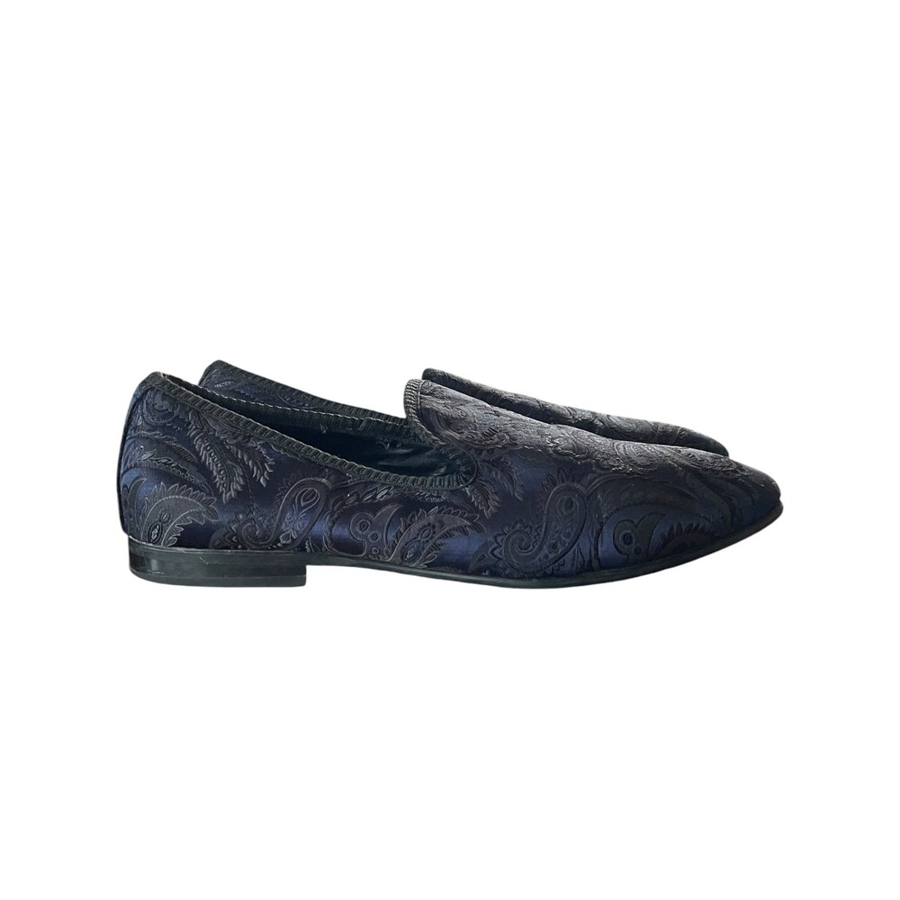 Tallia Enrico Mens 9M Navy Blue Jacquard Paisley Smoking Slipper Loafers - Picture 3 of 9